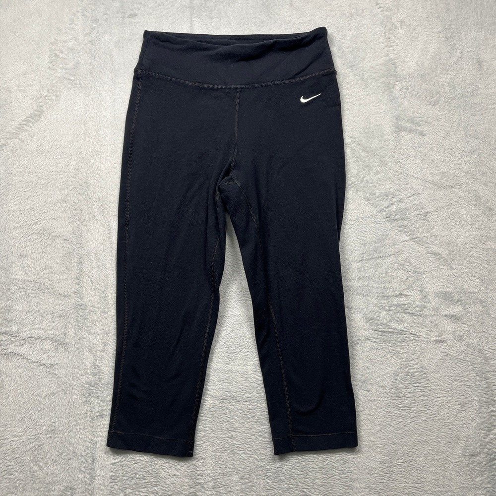 Nike Leggings Women Black Dri-FIT Cropped Mid Rise Capri 669741-010 XS